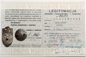PSZnZ, Badge, 2nd Polish Corps [020371] + ID card - after Możdzeński Heliodor rifleman
