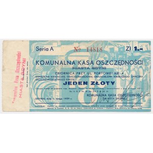 Gdynia, Komunalna Kasa Oszczędności, Znaczek na 1 złoty 1939