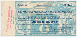 Gdynia, Komunalna Kasa Oszczędności, 1 zloty 1939