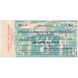 Gdynia, Komunalna Kasa Oszczędności, Znaczek na 1 złoty 1939