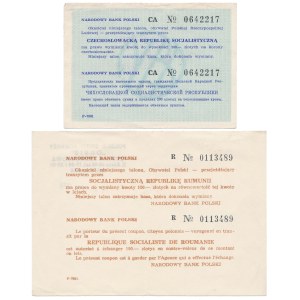 Talon tranzytowy NBP na Czechosłowację i Rumunię, 150 i 200 zł - zestaw (2szt)