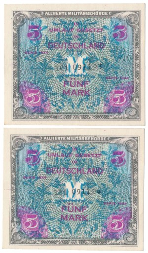 Germany, Allied Occupation 5 Mark 1944 (2pc)