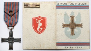 PSZnZ, Monte Cassino Cross [31686] + ID card and badge - after Możdzeński Heliodor rifleman