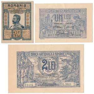 Roumanie, 50 Bani, 1 et 2 Lei 1917-1920 - set (3pcs)