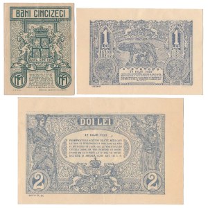 Rumunia, 50 Bani, 1 i 2 Lei 1917-1920 - zestaw (3szt)