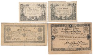 Austria, 3x 10 Krajcars and 1 Gulden 1811-1860 - set (4pcs)