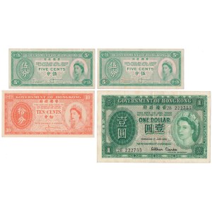 Hong-Kong, 5, 10 Cents i 1 Dollar 1956-1965 - zestaw (4szt)