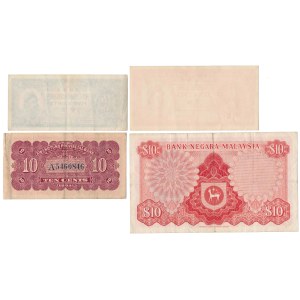 Chiny, Hong-Kong i Malezja, zestaw banknotów 1934-1976 (4szt)