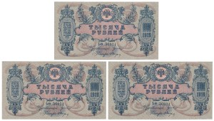 South Russia, 1,000 Rubles 1919 - set (3pcs)