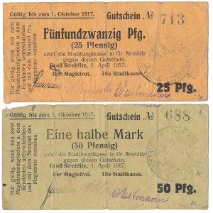 Gross-Strehlitz (Strzelce Opolskie), 25 i 50 Pfg 1917 - zestaw (2szt)