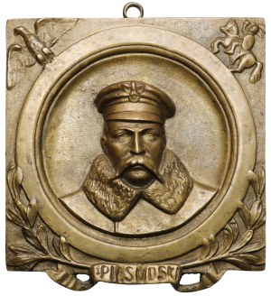 Plaque / medallion in the form of a square - Józef Piłsudski
