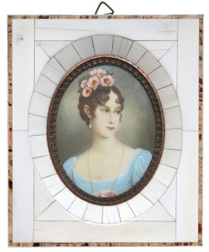 Miniature on parchment, Woman - French school (19th century).