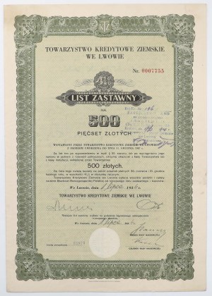 Lviv, Towarzystwo Kredytowe Ziemskie, 4,5% Lettre de gage 500 zloty 1934