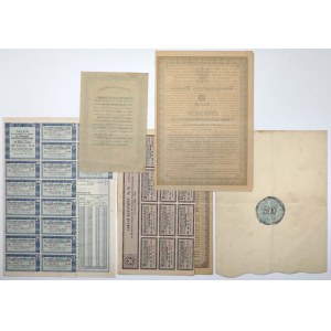 Zestaw Obligacji II RP + Zakłady Przędzalniczo-Tkackie 500 mkp 1924 (5szt)