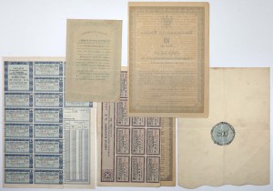 Set of Second Republic Bonds + Spinning and Weaving Plant 500 mkp 1924 (5pcs)