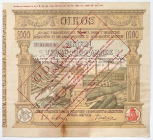 OIKOS Union Wood Industry and Construction Works, 1 000 mkp 1920
