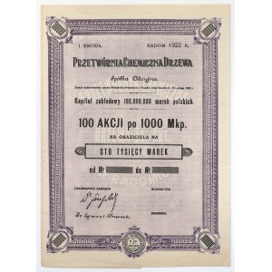 Przetwórnia Chemiczna Drzewa, Em.1, 100x 1.000 mkp 1922 - blankiet