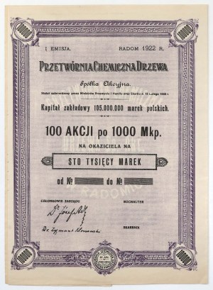 Chemische Baumverarbeitung, Em.1, 100x 1.000 mkp 1922 - leer