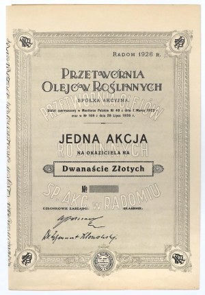 Plant Oil Processing Plant, 12 gold 1926