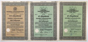 Breslau, Schlesische Landschaftlicher..., 500 and 1,000 rmk 1936-1944 (3pc)