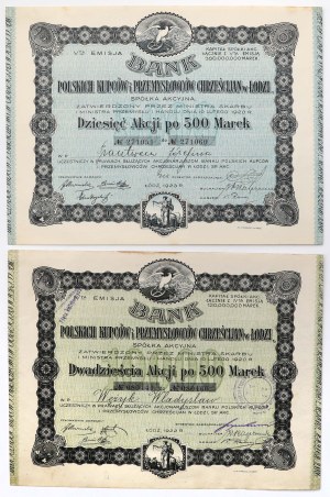 Bank der Polnischen Kaufleute und ..., Em.4, 20x 500 mkp und Em.5, 10x 500 mkp (2 Stck.)