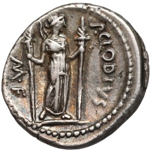 Republika, P. Clodius M. f. Turrinus (42 p.n.e.) Denar