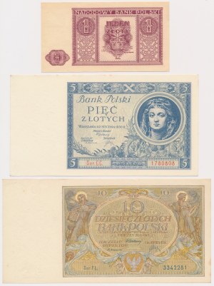 1, 5 et 10 zloty 1929-1946 - set (3pcs)