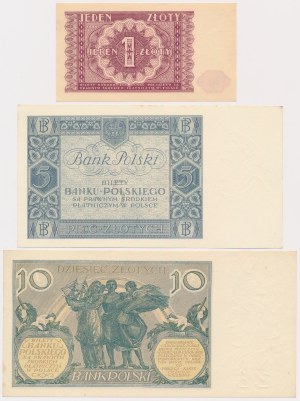 1, 5 et 10 zloty 1929-1946 - set (3pcs)
