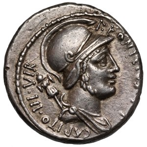 Republika, P. Fonteius P. f. Capito (55 p.n.e.) Denar, Rzym - piękny