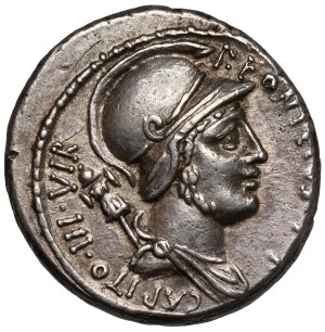 République, P. Fonteius P. f. Capito (55 av. J.-C.) Denier, Rome - magnifique