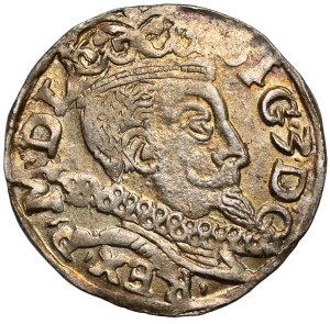 Sigismond III Vasa, Trojak Lublin 1597 - monogramme - beau