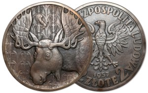 Unrealized project 2 gold 1957 Moose - obverse and reverse models (2pcs)