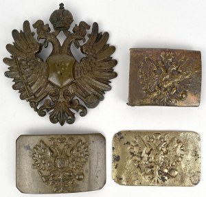 Russie et Autriche-Hongrie, Boucles de ceinture et application de l'aigle - set (4pcs)