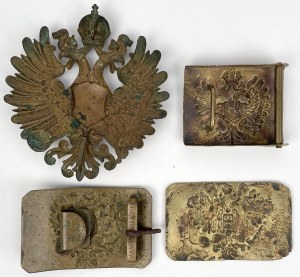 Russie et Autriche-Hongrie, Boucles de ceinture et application de l'aigle - set (4pcs)