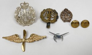 UK, RAF buttons and badges - Royal Air Force and others - set (7pcs)