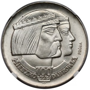 Próba SREBRO 100 złotych 1966 Mieszko i Dąbrówka - głowy