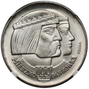 Sample SILVER 100 gold 1966 Mieszko and Dabrowka - heads.