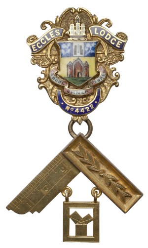 Freemasonry / Freemasonry, Gold Badge - Eccles Lodge No.4422, 1966.