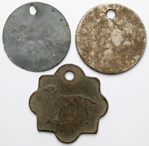 Pologne, Jetons de chien (19e/20e s.) - set (3pcs)