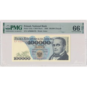 100.000 zł 1990 - AP - 0000470 - niski numer trzycyfrowy