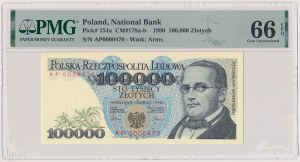 100.000 zł 1990 - AP - 0000470 - niski numer trzycyfrowy
