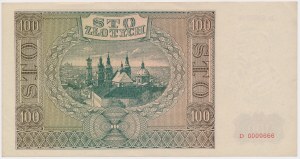 100 złotych 1941 - D - 0009666 - niski numer