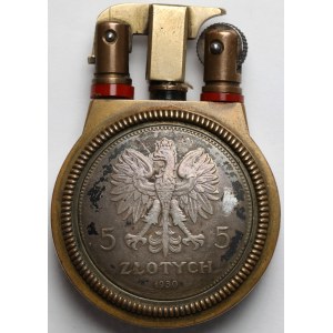 Zapalniczka z 5-cio złotówką 1930 - Sztandar
