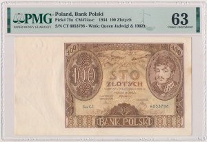 100 or 1934 Ser. C.T. - point entre les lettres de la série