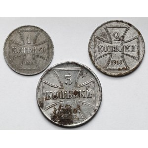 Ober-Ost. 1-3 kopiejki 1916-A i J, Berlin i Hamburg - zestaw (3szt)
