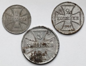 Ober-Ost. 1-3 kopecks 1916-A et J, Berlin et Hambourg - set (3pcs)