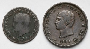 Italy, Napoleon I, 1-3 centesimi 1810-1811-M, Milan - set (2pcs)