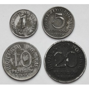 Królestwo Polskie, 1 - 20 fenigów 1917-1918 - zestaw (4szt)