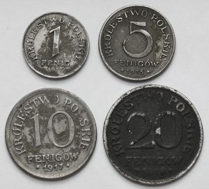Kingdom of Poland, 1 - 20 fenigs 1917-1918 - set (4pcs)