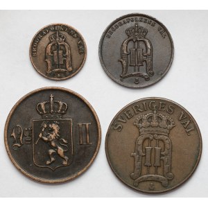 Szwecja i Norwegia, 1-5 ore 1875-1906 - zestaw (4szt)